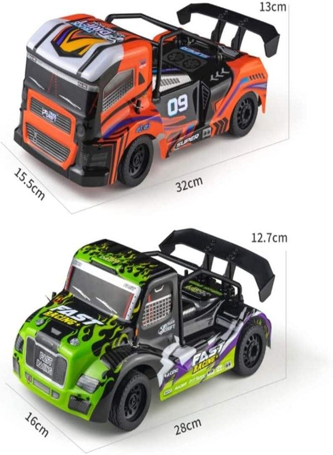 KITMEER 1/16 RC Rally Car, Green with Black Flames, Remote Control Toy Vehicle with Rear Spoiler(16305) - Image 5